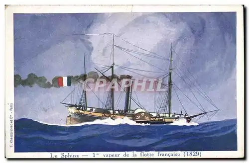 Ansichtskarte AK Fantaisie Illustrateur Haffner Bateau Le Sphinx 1er vapeur de la flotte francaise 1829
