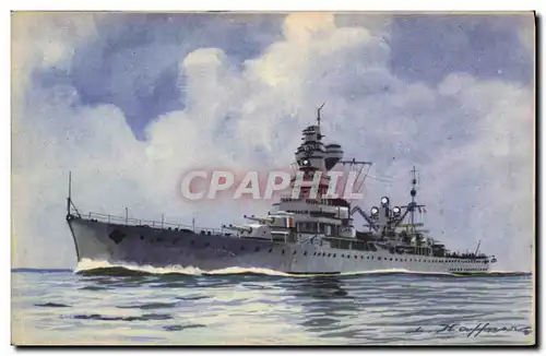 Ansichtskarte AK Fantaisie Illustrateur Haffner Bateau Croiseur de 1ere classe Algerie