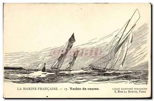 Cartes postales Fantaisie Illustrateur Haffner Bateau Yachts de course