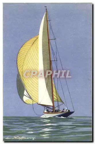 Cartes postales Fantaisie Illustrateur Haffner Bateau Yacht de la grande classe courant vent arriere