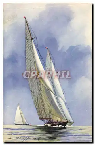 Ansichtskarte AK Fantaisie Illustrateur Haffner Bateau Yachts de la grande classe au plus pres