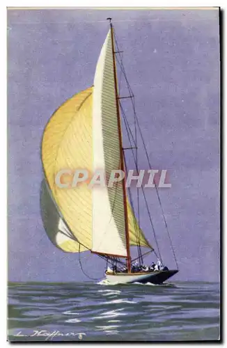 Ansichtskarte AK Fantaisie Illustrateur Haffner Bateau Yacht de la grande classe courant vent arriere avec son sp