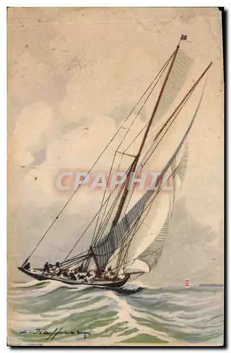 Ansichtskarte AK Fantaisie Illustrateur Haffner Bateau Yacht de la grande classe