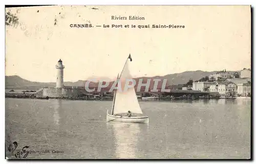Cartes postales Phare Cannes Le port et le quai Saint Pierre Bateau