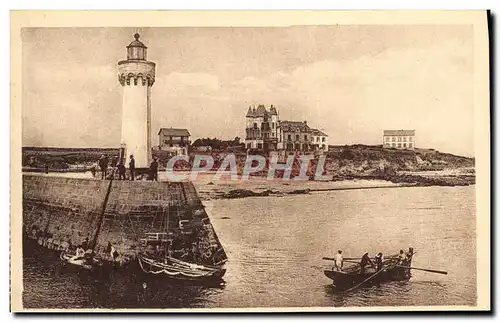 Ansichtskarte AK Phare Quiberon Le phare de Port Haliguen et le chateau Villa Saint Hyacinthe