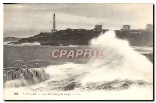 Cartes postales Biaritz Le Phare par gros temps