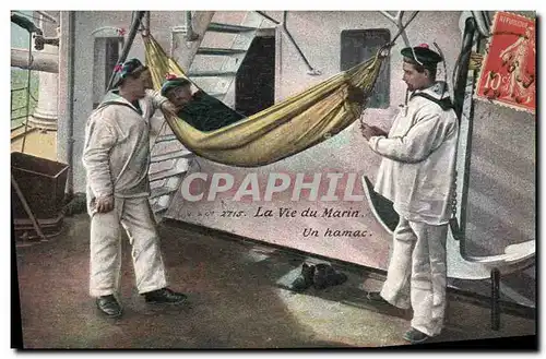 Cartes postales Militaria La vie du Marin Un hamac
