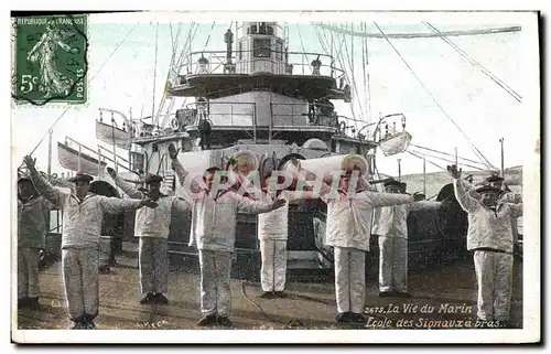 Cartes postales Militaria La vie du Marin Ecole des signaux a bras