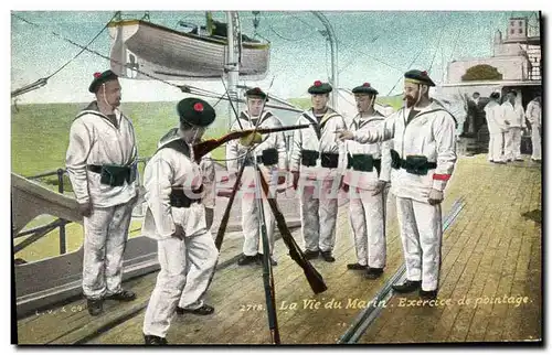 Cartes postales Militaria La vie du Marin Exercice de pointage