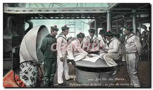 Cartes postales Militaria La vie du Marin Recreation a bord Le jeu de cartes