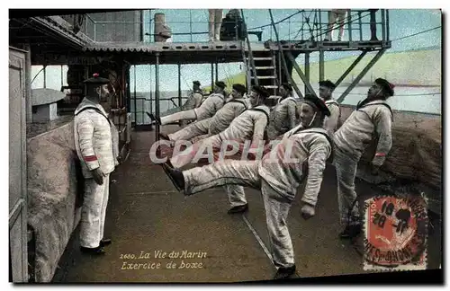 Cartes postales Militaria La vie du Marin Exercice de boxe