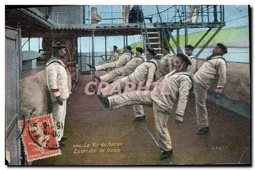 Cartes postales Militaria La vie du Marin Exercice de boxe