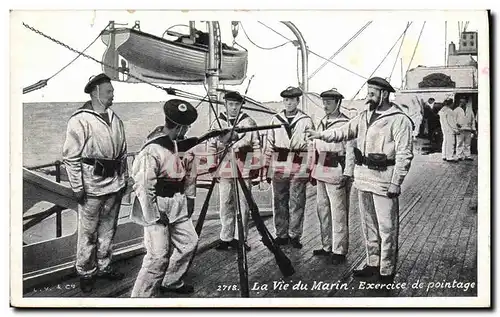 Cartes postales Militaria La vie du Marin Exercice de pointage