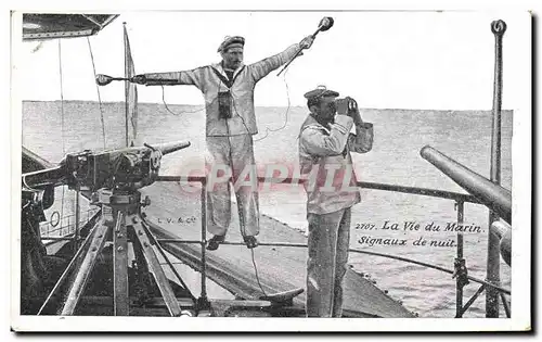 Cartes postales Militaria La vie du Marin Signaux de nuit