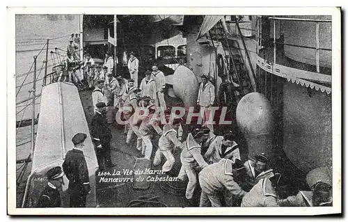 Cartes postales Militaria La vie du Marin Manoeuvres du cabestan