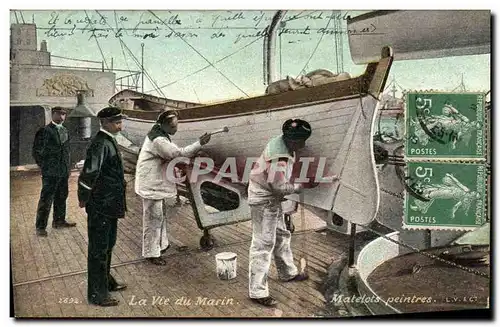 Cartes postales Militaria La vie du Marin Matelots peintres