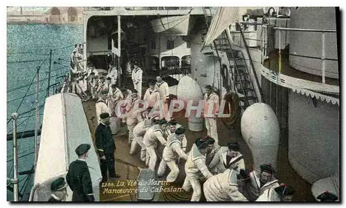 Cartes postales Militaria La vie du Marin Manoeuvre du Cabestan