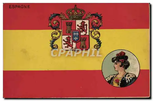 Ansichtskarte AK Drapeau Femme Espagne Lion