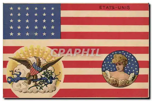 Cartes postales Drapeau Femme Etats-Unis Aigle
