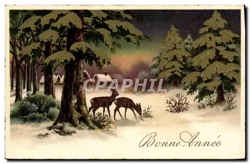 Cartes postales Fantaisie Biches Bonne annee