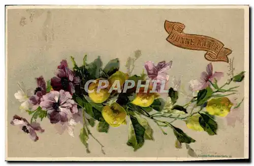 Ansichtskarte AK Fantaisie Fleurs Citrons (en relief)