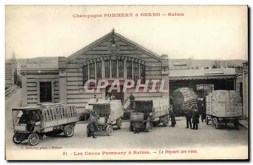 Cartes postales Folklore Vigne Vin Vendanges Champagne Les caves Pommery a Reims Le depart des vins Pommery & Gr