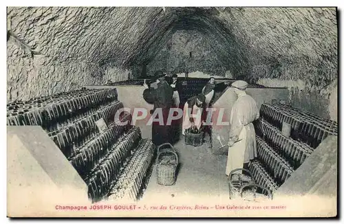 Cartes postales Folklore Vigne Vin Vendanges Champagne Joseph Goulet Rue des Crayeres Reims Une galerie de vins