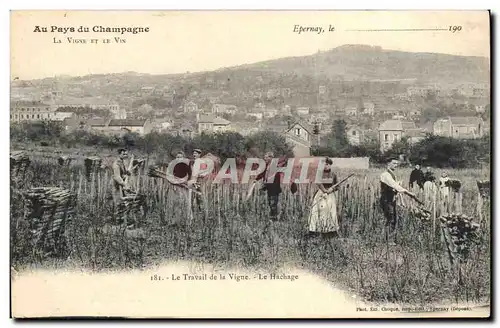 Cartes postales Folklore Vigne Vin Vendanges Champagne Epernay Le travail de la vigne Le hachage