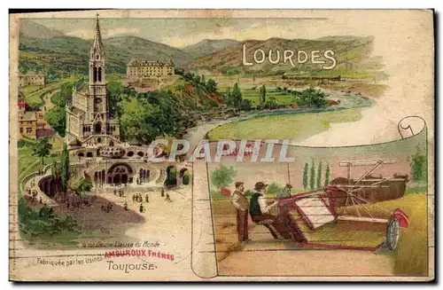 Cartes postales Publicite Lourdes L&#39Alouette Moisonneuse Batteuse Amouroux Freres Toulouse