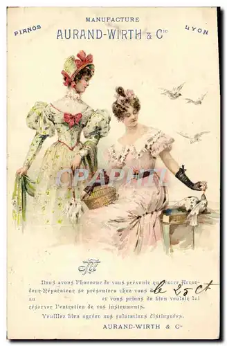 Cartes postales Publicite Manufacture Aurand Wirth & Cie Pianos Lyon Femmes