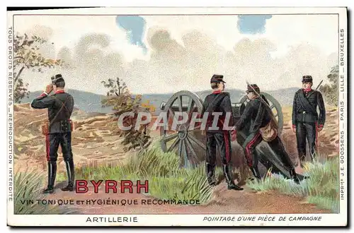 Cartes postales Publicite Byrrh Artillerie Pointage d&#39une piece de campagne Militaria