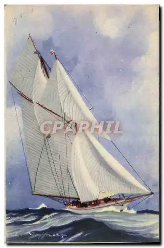 Cartes postales Illustrateur Haffner Bateau Goelette latine