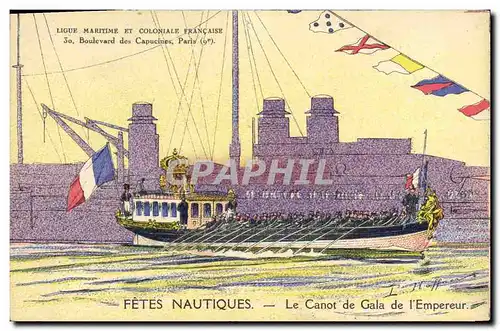 Cartes postales Illustrateur Haffner Bateau Fetes nautiques Le canot de gala de l'Empereur