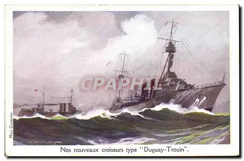 Cartes postales Illustrateur Haffner Bateau de guerre Croiseurs Type Duguay Trouin