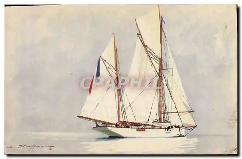 Ansichtskarte AK Illustrateur Haffner Bateau Yacht encalmine