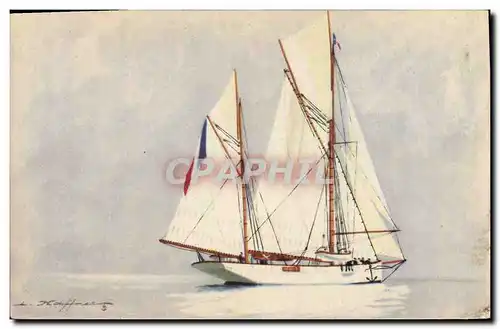 Cartes postales Illustrateur Haffner Bateau Yacht encalmine