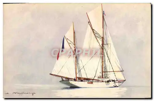 Ansichtskarte AK Illustrateur Haffner Bateau Yacht encalmine