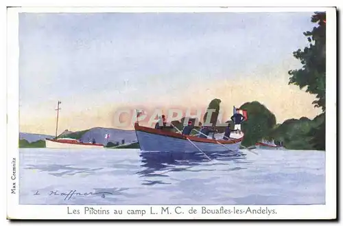 Cartes postales Illustrateur Haffner Bateau Les pilotins au camp LMC de Bouafles les Andelys