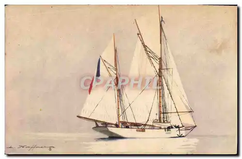 Ansichtskarte AK Illustrateur Haffner Bateau Yacht encalmine