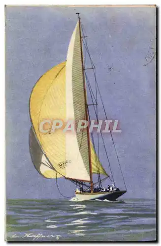 Cartes postales Illustrateur Haffner Bateau Yacht de la grande classe courant vent arriere avec son spinmaker