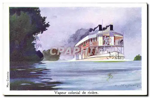 Ansichtskarte AK Illustrateur Haffner Bateau Vapeur colonial de riviere