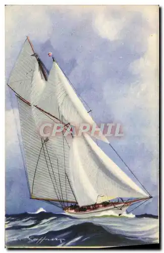 Ansichtskarte AK Illustrateur Haffner Bateau Goelette latine de la grande classe courant largue