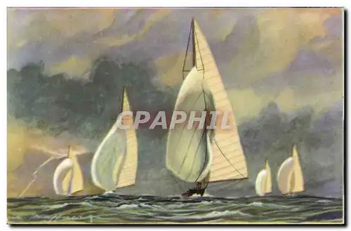 Ansichtskarte AK Illustrateur Haffner Bateau Vent arriere Grand voile et spinmaker