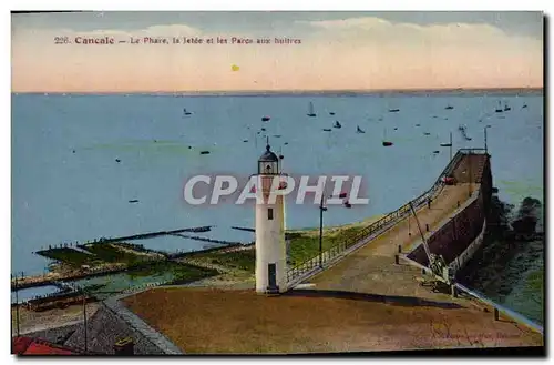 Cartes postales Phare Cancale Le phare la jetee et les parcs aux huitres