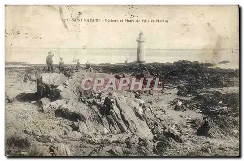Cartes postales Phare Saint Nazaire Rochers et phare de Ville es Martin