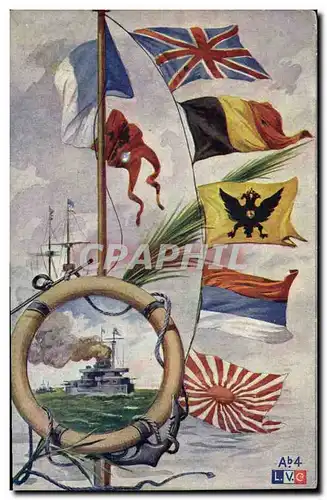 Cartes postales Militaria Drapeaux Bateaux