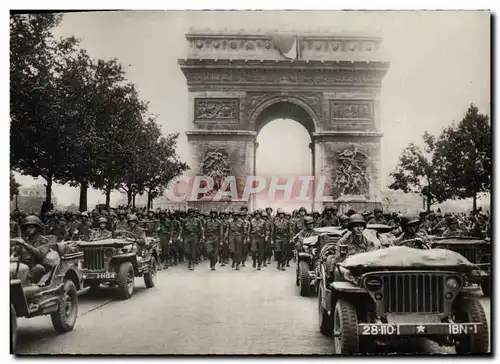 Cartes postales moderne Militaria Paris Defile des troupes americaines Avenue des Champs Elysees