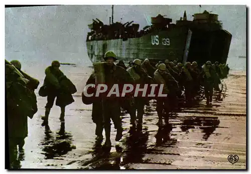 Moderne Karte Militaria Debarquement en Normandie Le ravitaillement des Allies est debarque dans le port resta