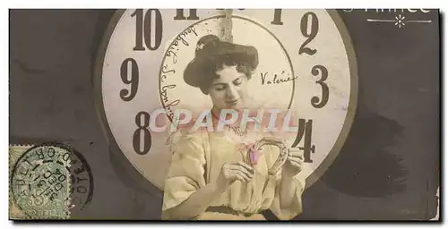 Cartes postales Fantaisie Femme Horloge