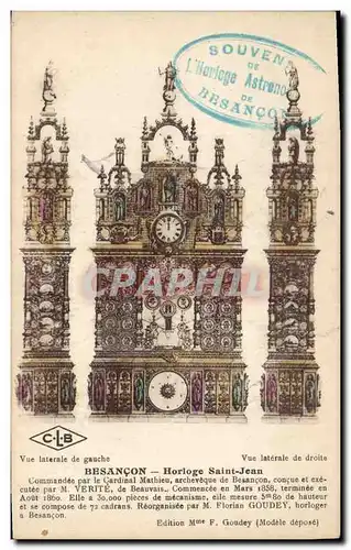 Cartes postales Horloge Saint Jean Besancon